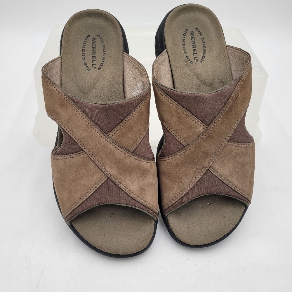 Womans Merrell Top Cross Slides in Stone/brown Size 9 Air Cushoned